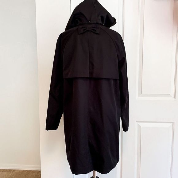 Kate Spade New York Black Trench Coat Jacket with Hood Womens Sz Medium - Picture 2 of 14